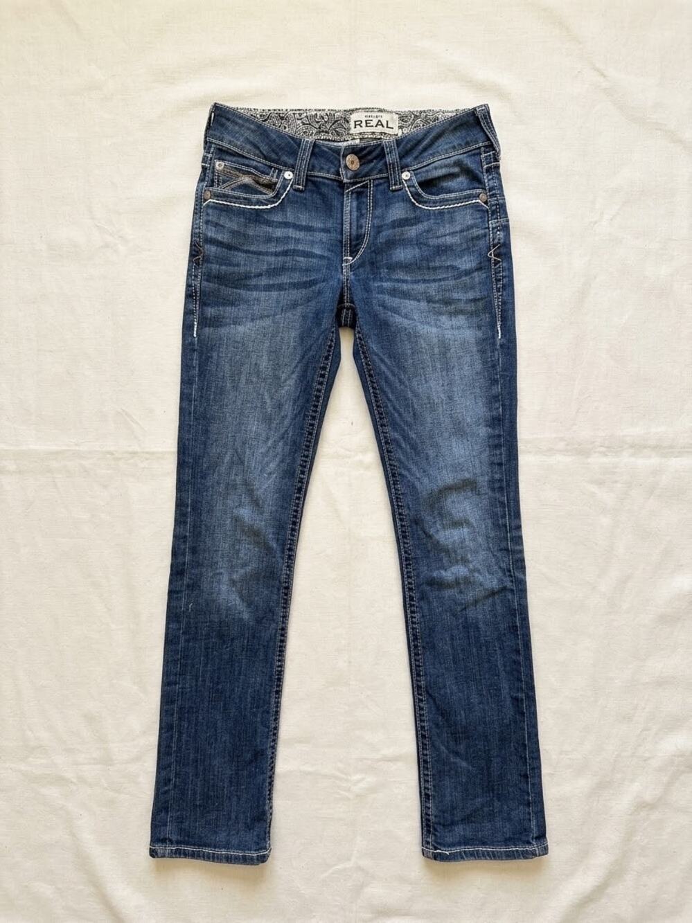 Ariat Womens Slim Fit Mid Rise REAL Stretch Ivy Stackable Straight Leg Jeans 28R